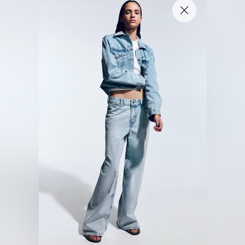 ▪️NWT H&M BAGGY REGULAR WIDE LEG JEANS Pale denim blue 8